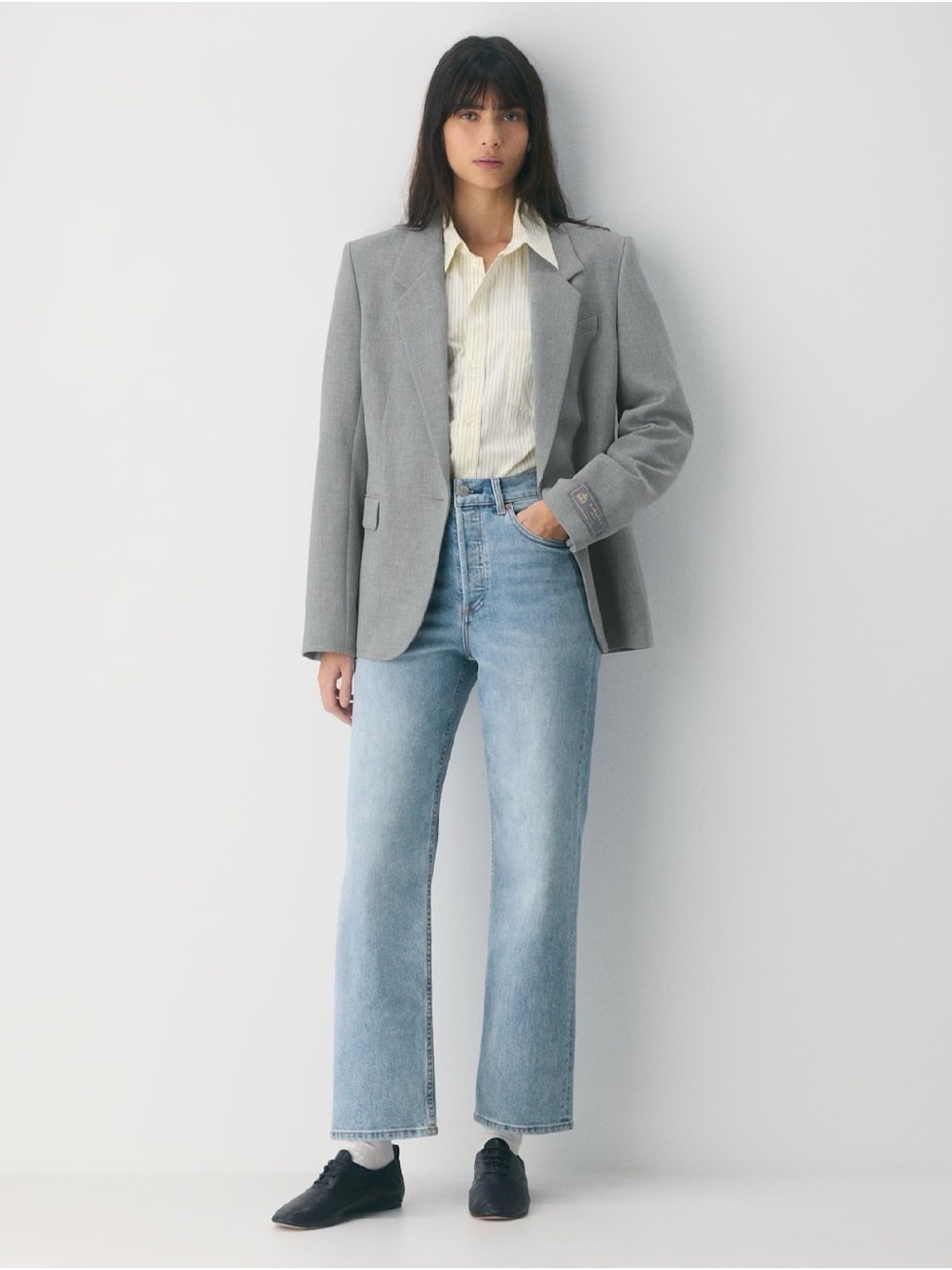 Aritzia Denim Forum The Arlo High-Rise Straight-Leg Jeans in Light Wash Cotton